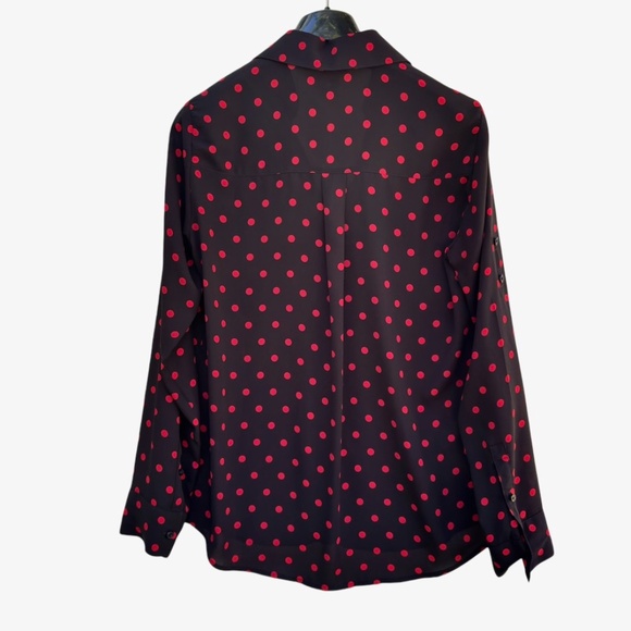 Express Portofino Deep Navy & Red Polka Dot Top - Picture 3 of 4